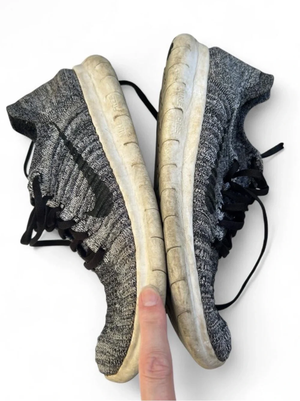 Nike Women's Knit Running Sneakers in Gray and Black